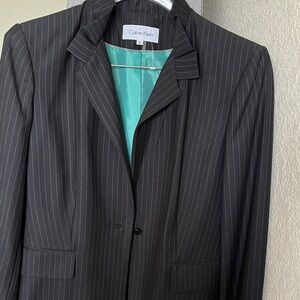 Calvin Klein Charcoal Pinstripe Women’s Suit Jacket and Pants (NEW)